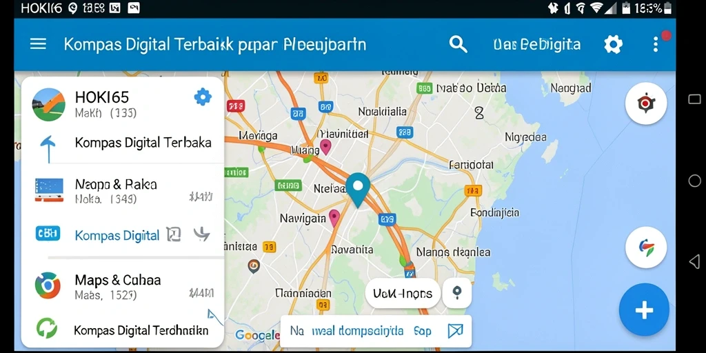 Antarmuka HOKI65 menampilkan kompas digital yang jelas dan fungsional.
