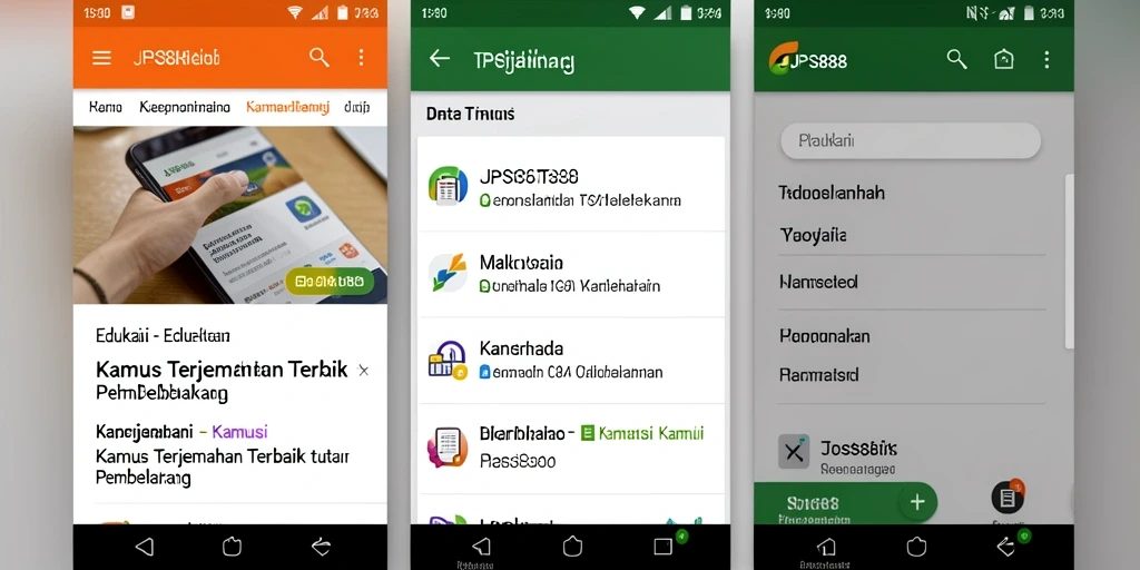 Antarmuka JPS888 yang intuitif untuk Kamus Terjemahan.