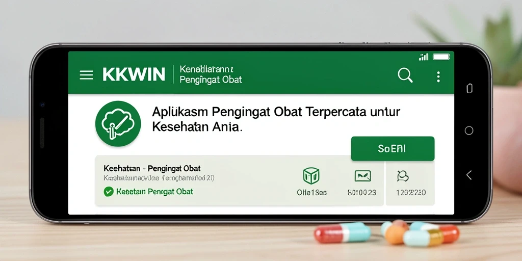 Tampilan antarmuka KKWIN dengan fitur Pengingat Obat yang memudahkan pengguna.