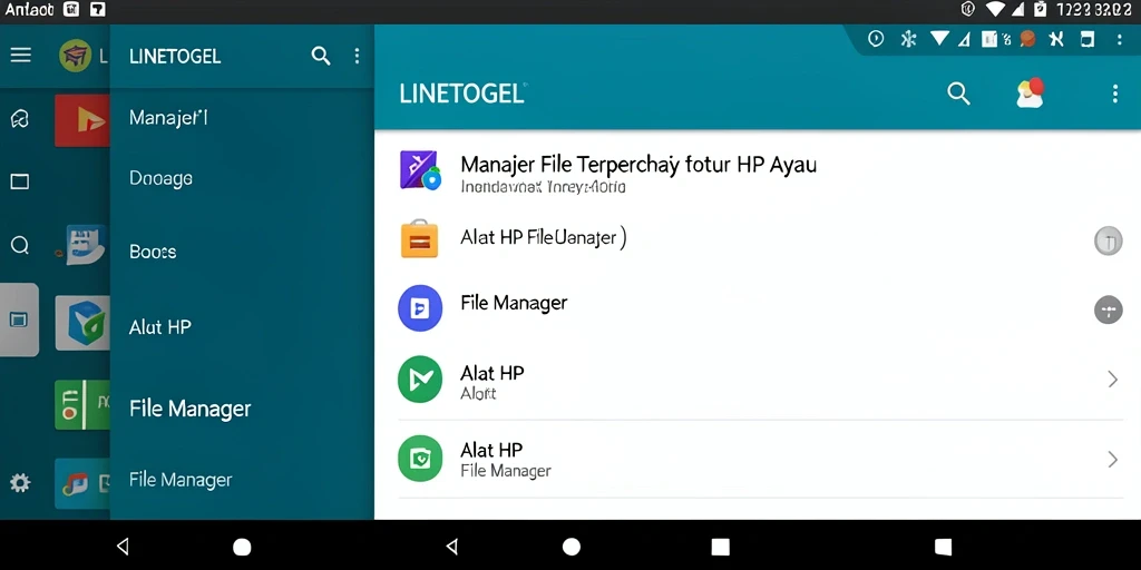 Tampilan antarmuka aplikasi File Manager LINETOGEL yang user-friendly.