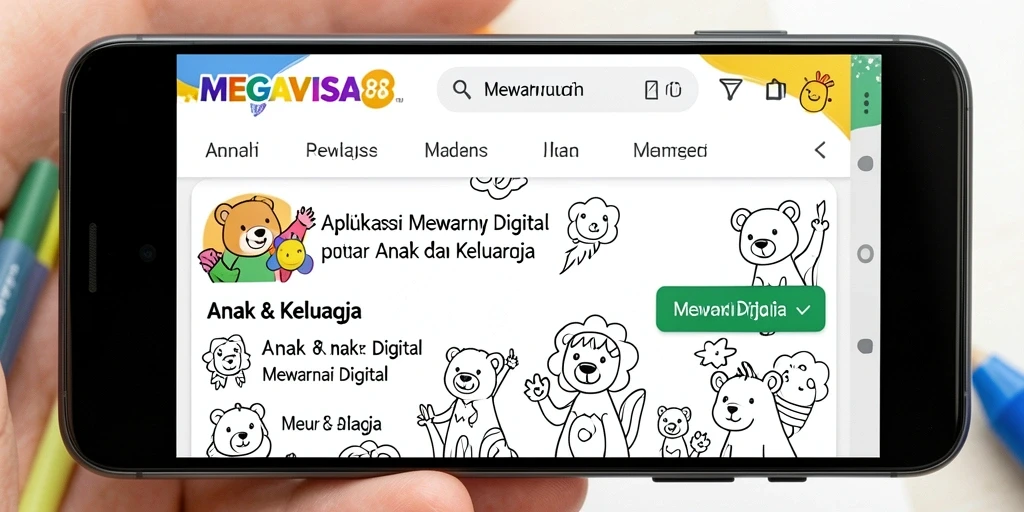 Tampilan antarmuka pengguna MEGAVISA88 dengan berbagai alat mewarnai.