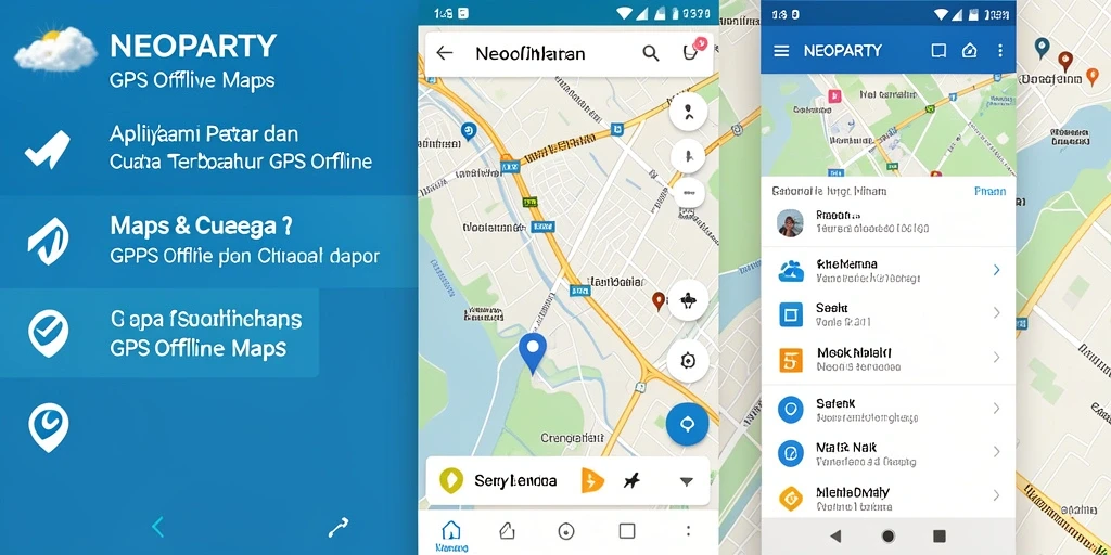 Antarmuka utama NEOPARTY untuk navigasi GPS Offline.