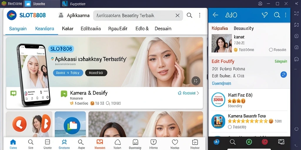 Antarmuka SLOT8808 menunjukkan berbagai fitur Kamera Beautify.