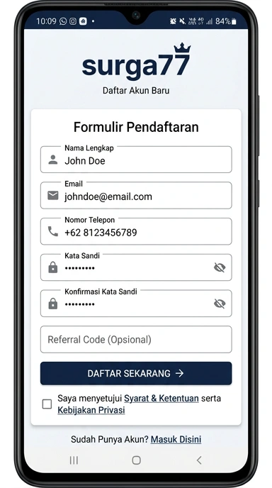 Langkah Mudah Registrasi Akun surga77 untuk Pengguna Android